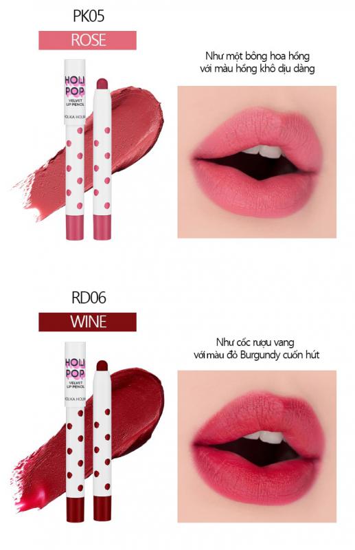 Son Bút Chì Holika Holika Holipop Velvet Lip Pencil Màu RD01 Apple 7 69007193 69007196 1 1 min