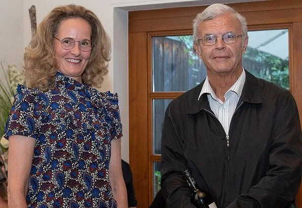 Hereditary Princess Sophie of Liechtenstein attended the 75th anniversary of the Liechtenstein Red Cross. Sophie wore a floral print blouse