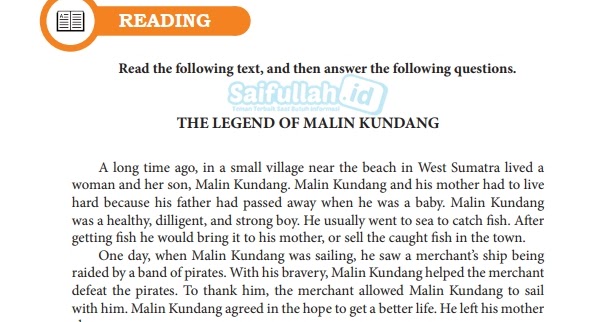 Jawaban Soal B.inggris Kelas 11 Hal 172 Malin Kundang