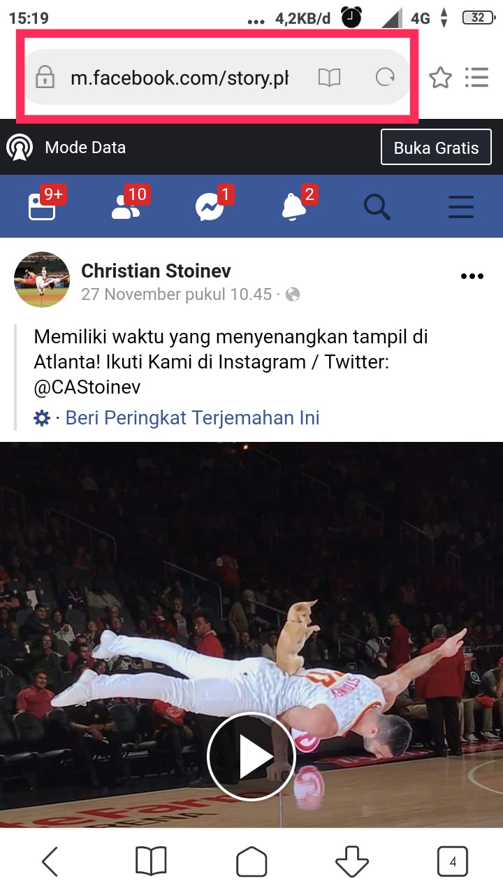 Copy link video facebook di android