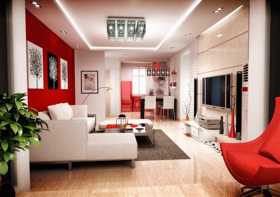 10 Salas decoradas en blanco y rojo - Colores en Casa