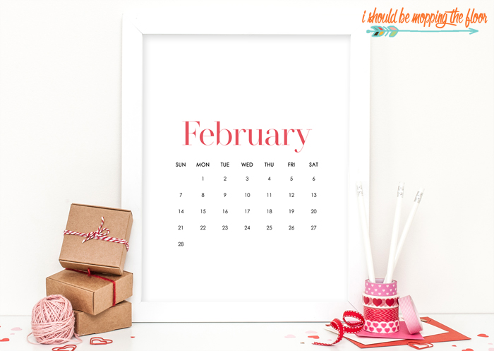 Free February Printable Calendar | i should be mopping the floor