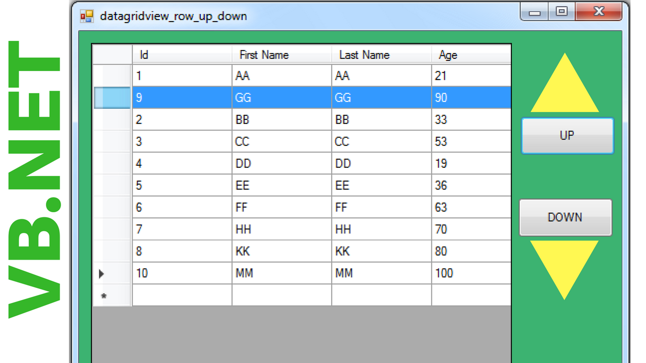 VB.Net - Move DataGridView Row Up And Down - Bahasa Pemrogaman