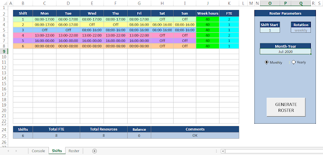 Excel Macro Business: Excel Shift Roster Generator
