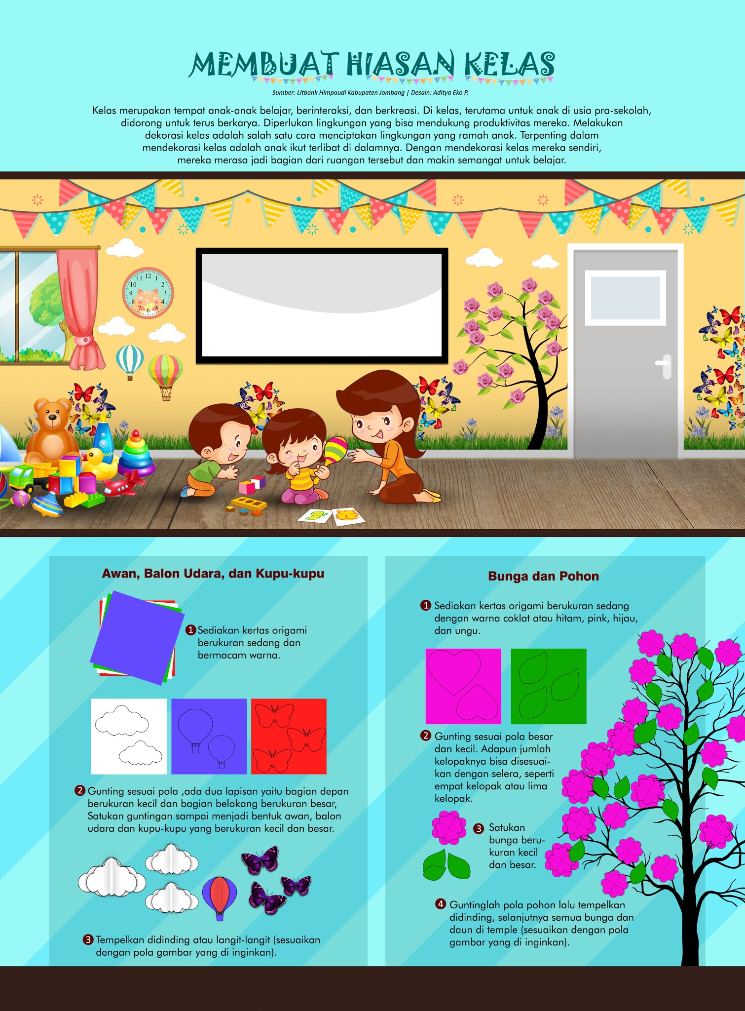 Cara Membuat Hiasan Kelas Dari Kertas Origami / Percantik