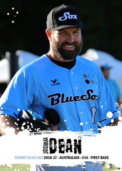 Australian Custom Baseball Cards: Josh Dean - 2016-17 Sydney Blue Sox