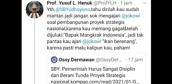 Kataian SBY "Bapak Mangkrak Indonesia", Yusuf Leonard Henuk Tidak Mendidik Dan Tak Cerminkan Gurubesar