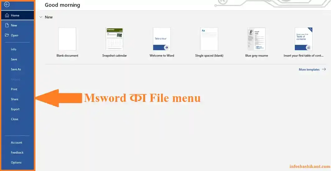 MS Word file menu in hindi,MS Word file menu,What is The Shortcut Keys of file menu,file menu in word,ms word tools in hindi,word ka file menu kya hai