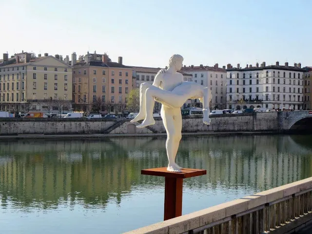 Things to do in Lyon France: Check out the sculptures along the Rhône River