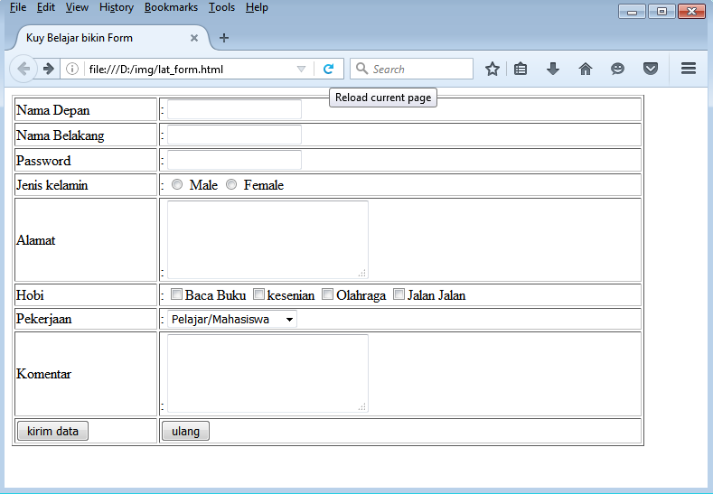Cara Membuat Form di HTML