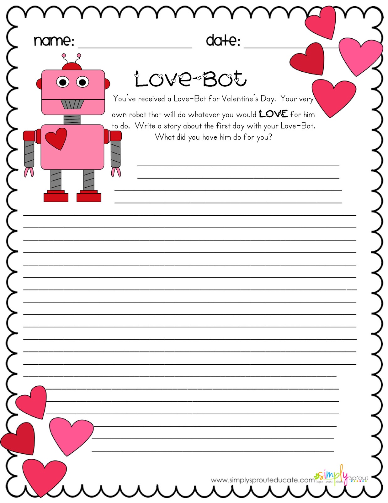 Valentines Day History Worksheets - Click the buttons to print each