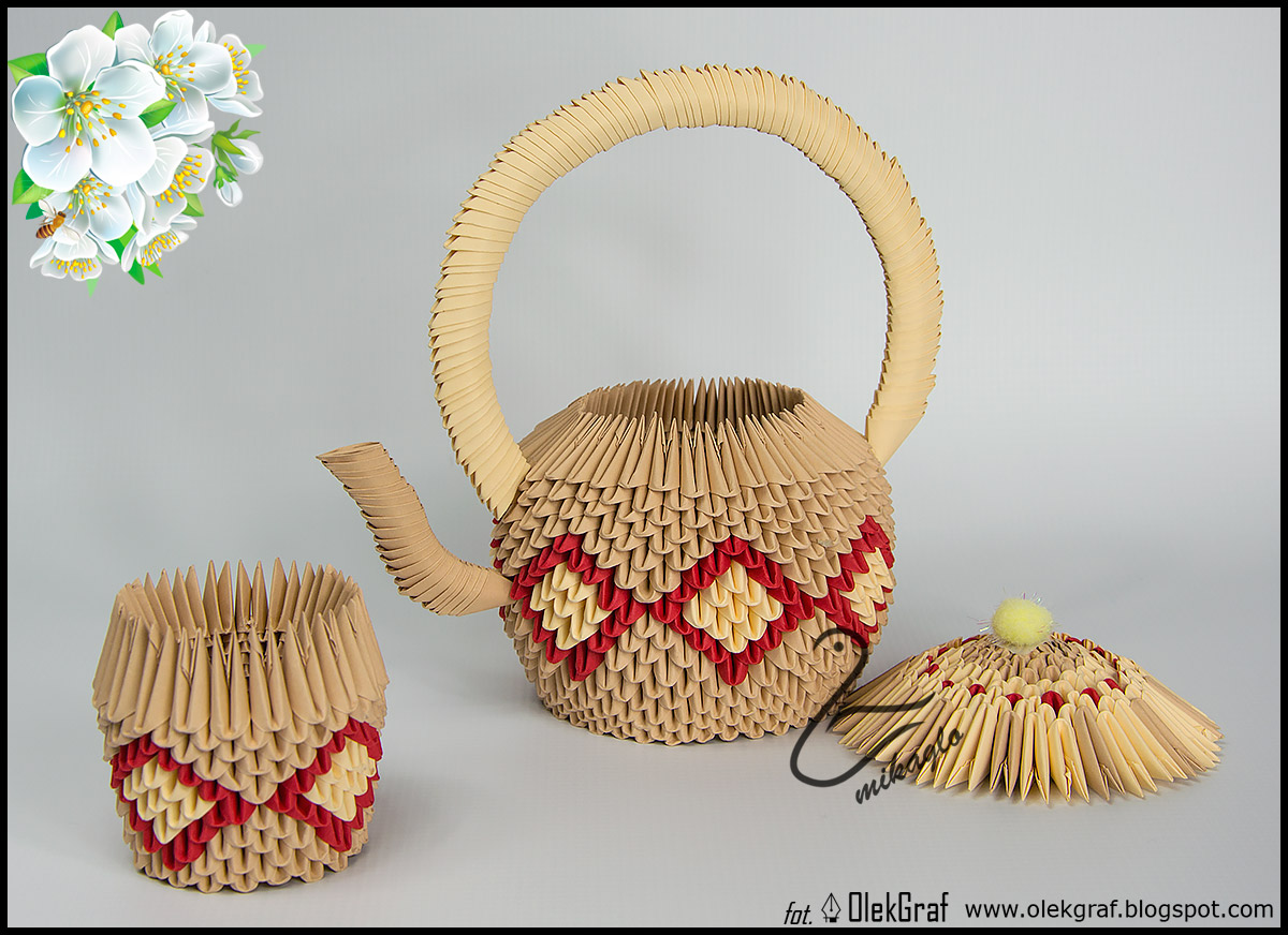 Origami 3d mikaglo 153. Herbaciany zestaw origami 3d / 3d origami