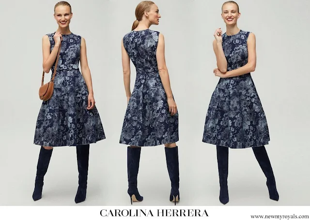 Queen Mathilde wore CH Carolina Herrera floral jacquard dress