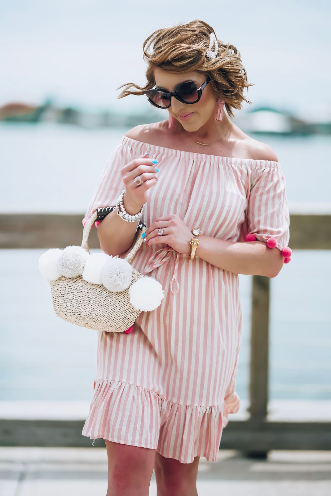 $24 Amazon Pink Stripe Pom Pom Dress + Recent Amazon Finds - Something Delightful Blog