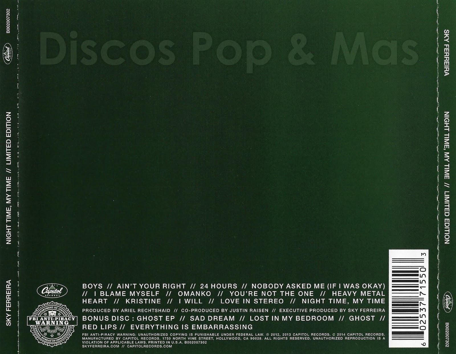 Discos Pop & Mas: Sky Ferreira - Night Time, My Time (Limited Edition)