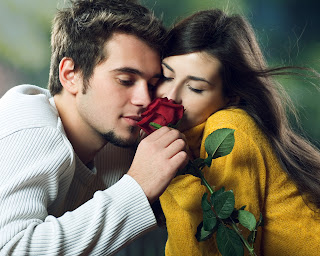 Romantic Beautiful Love Couple with a red rose