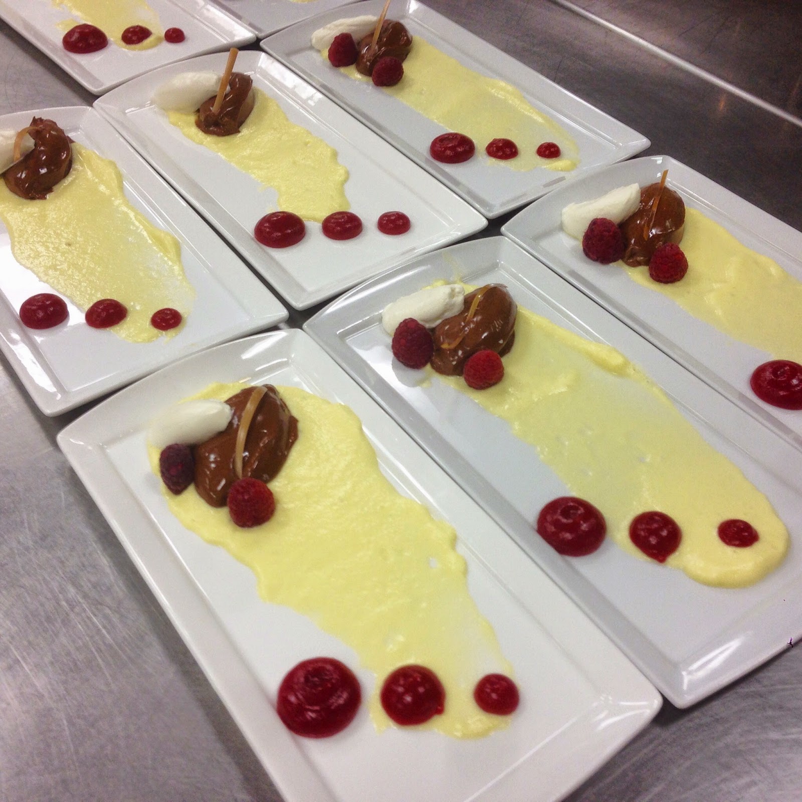 Chocolate Mousse with Amaretto Custard Foam and Raspberry Fruit Gel Chocolate Mousse with Amaretto Custard Foam and Raspberry Fruit Gel
