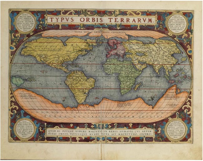 ortelius world map typus orbis terrarum 1570
