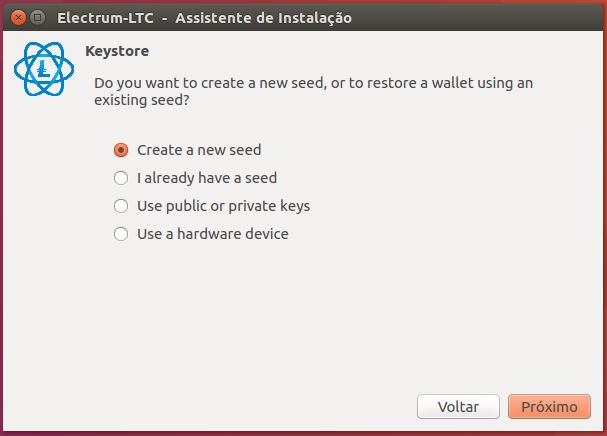 Criar seed para carteira de litecoin Electrum-LTC Criar seed para carteira de litecoin Electrum-LTC