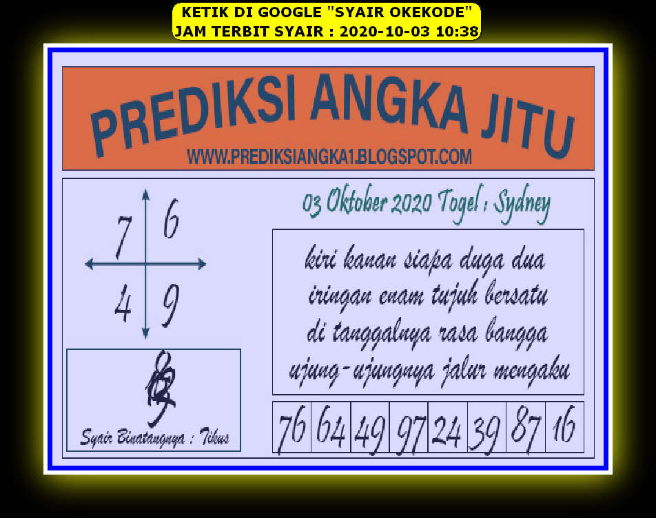 1 New Message Kode Syair Sydney 3 Oktober 2020 Forum Syair Togel Hongkong Singapura Sydney