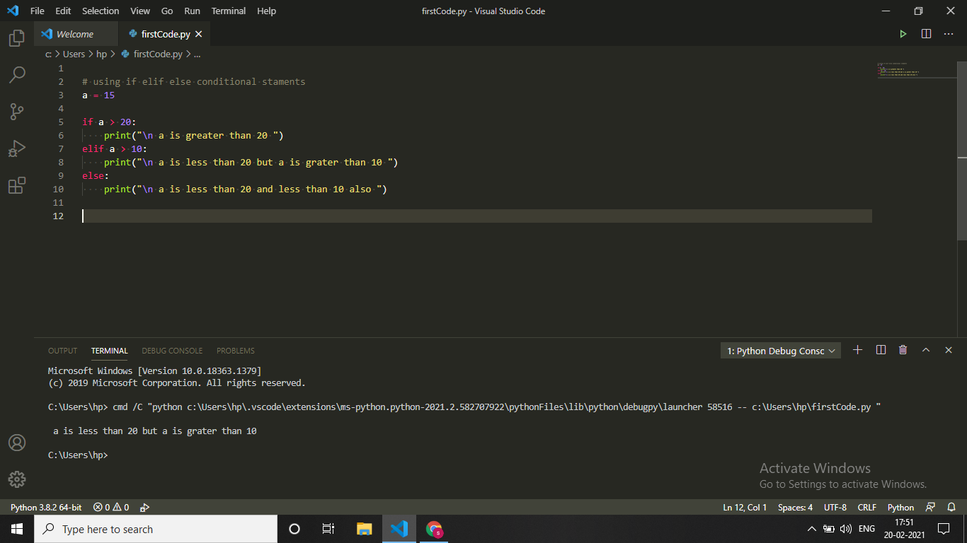 if, if else, if elif else and nested if else in Python.