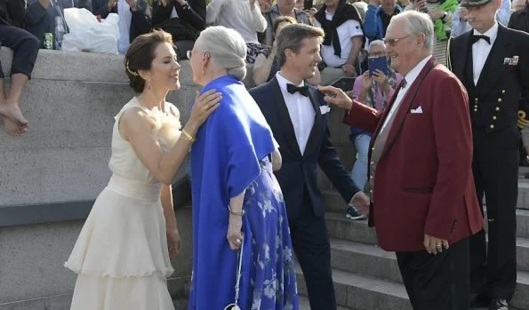 Queen Margrethe and Prince Henrik, Crown Prince Frederik and Crown Princess Mary of Denmark attends a gala dinner in the occasion of the Royal Danish Yacht Club. Princess Mary wore Oly Yde Dresss