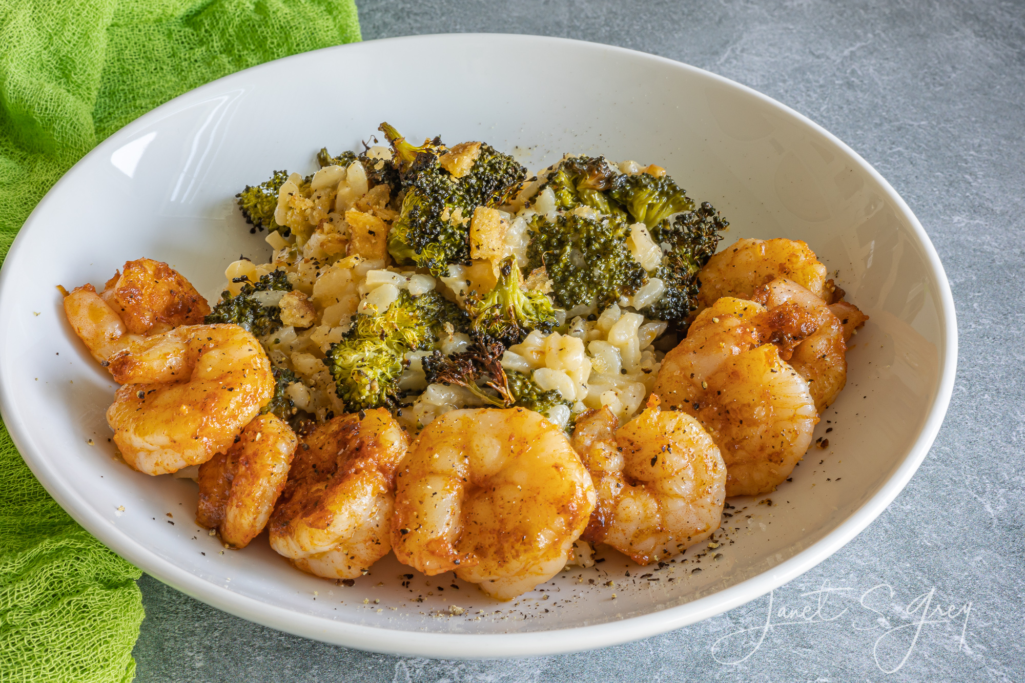 Tinks Kitchen Shrimp with Broccoli Cheese Risotto
