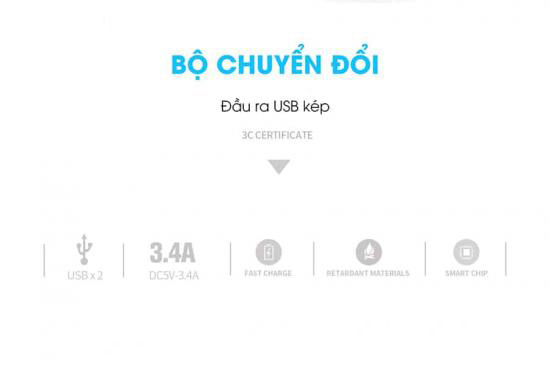 Củ sạc 2 cổng USB Remax RP-U24 Củ sạc 2 cổng USB Remax RP-U24