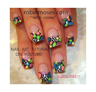 "pink money nail art design" "retro circles geometric nail art" retro nail art, rainbow retro nail art tutorial designs up for wednesday!