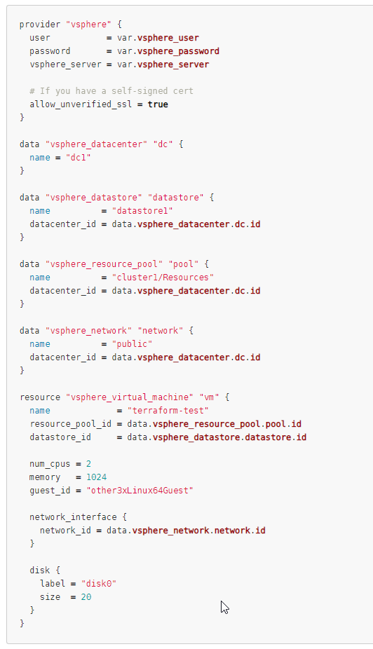 Terraform vSphere provider