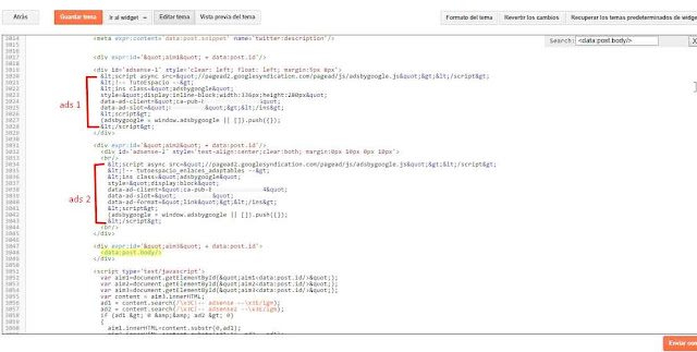 insertar anuncios de adsense en blogger