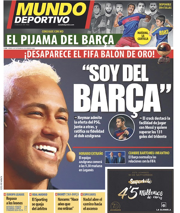Neymar, Mundo Deportivo: "Soy del Barça"