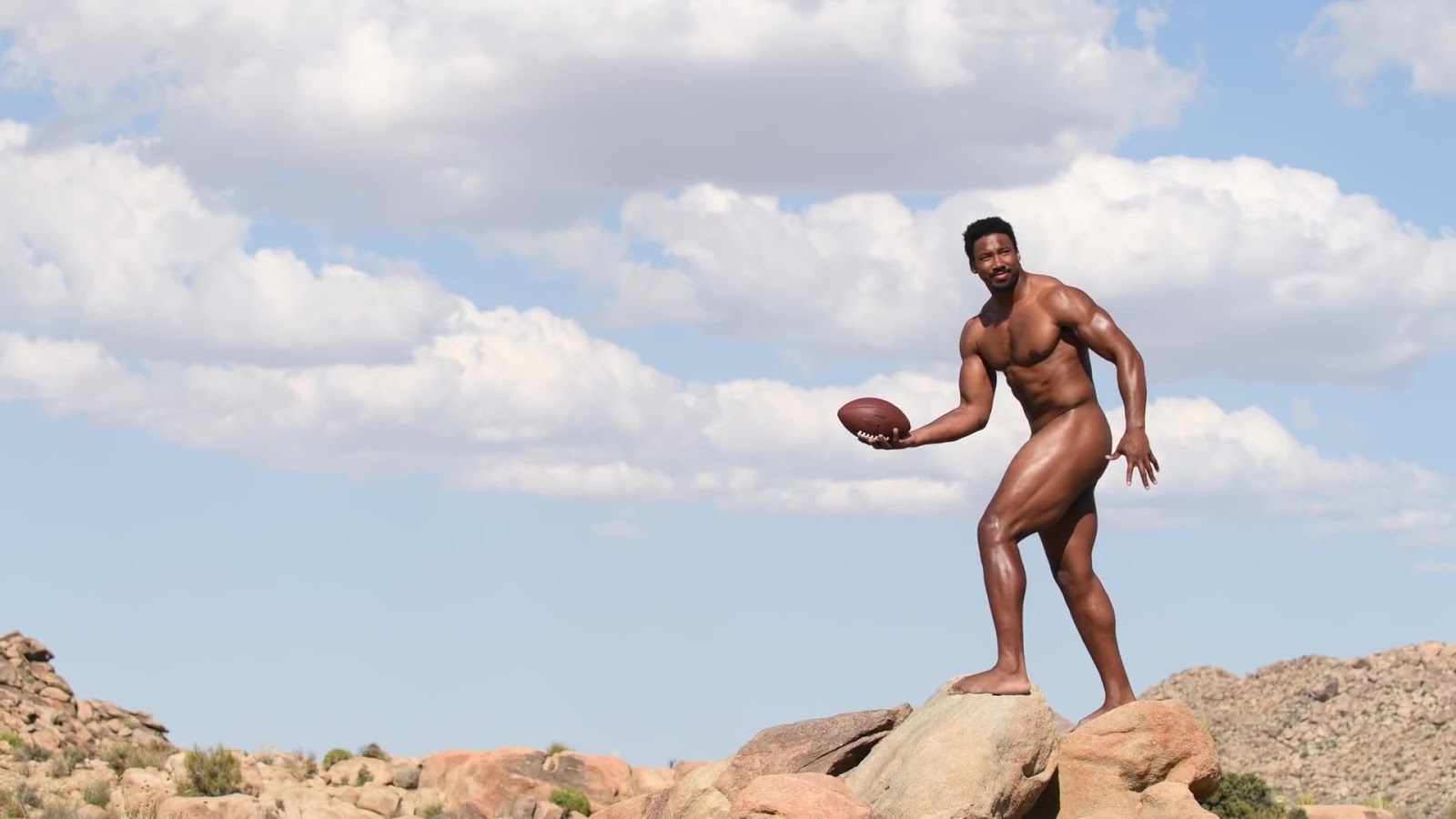 Myles Garrett nude in ESPN Body Issue 2019 behind the scenes.