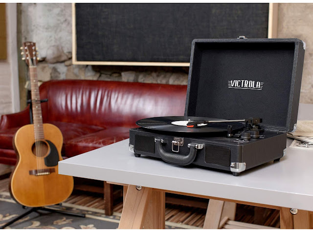 Victrola Vintage 3-Speed Bluetooth Portable Suitcase Record Player with Speakers