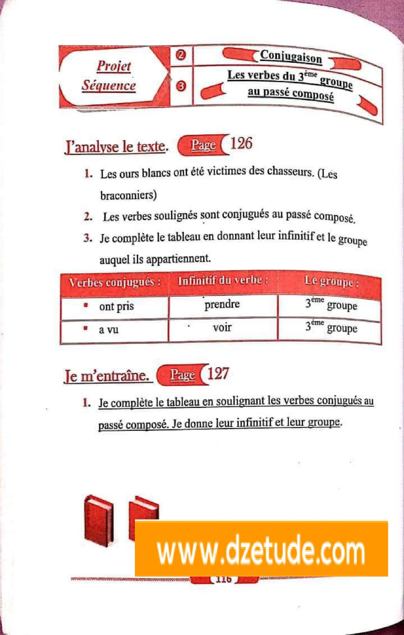 حل تمارين صفحة 127 الفرنسية للسنة الأولى متوسط الجيل الثاني