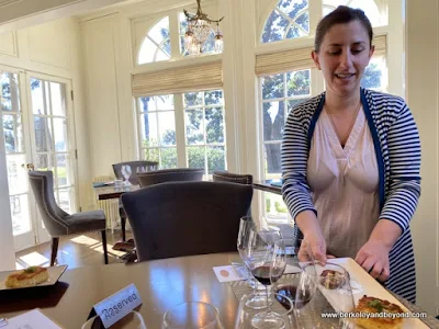 chef Skyler Spitz delivers course 2 at Chateau St. Jean Vineyards and Winery in Kenwood, California
