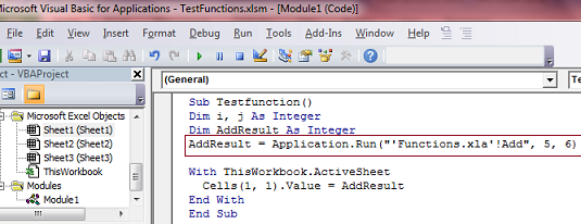VBA: How To Call .Xla Functions In To .Xlsm Excel File