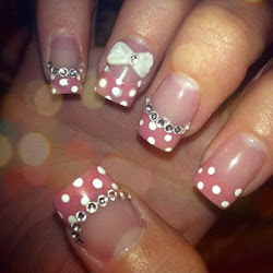 nail nails acrylic clear glitter designs tips dot bows polka 3d pink rhinestones yelp tip base bow rhinestone french disney