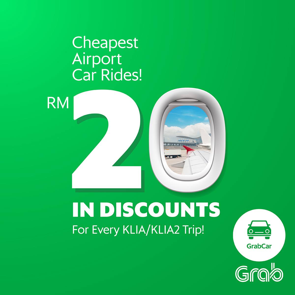 Free RM20 (RM10x2) Grab Promo Code When You Complete RM65 GrabCar Rides