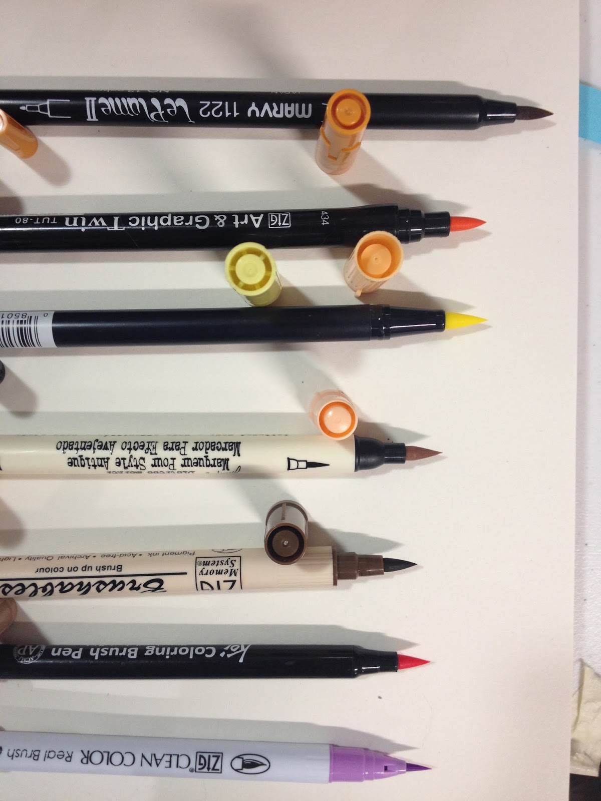New Zig Kuretake Memory System Brushable Twin Tip Brush Pen Set of