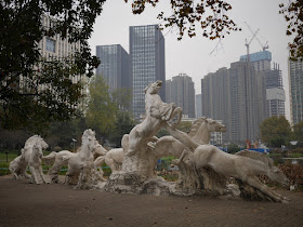 Sculpture "Eight Fine Horses" ("八骏马") by Xie Congshi (谢从诗) at Jiefang Park