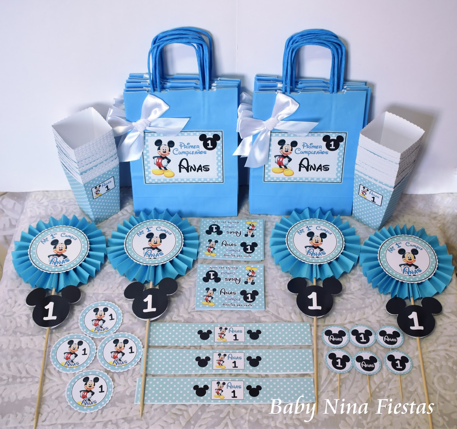 Pórtico correcto Geografía Baby Nina Fiestas: Kit de cumpleaños Mickey Mouse para el 1er cumple de Anas