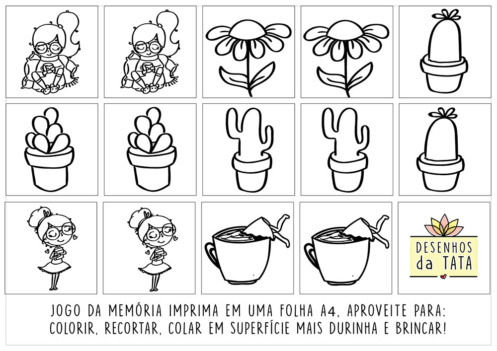 Jogos da Memória para Imprimir e Recortar - Desenhos Para Colorir