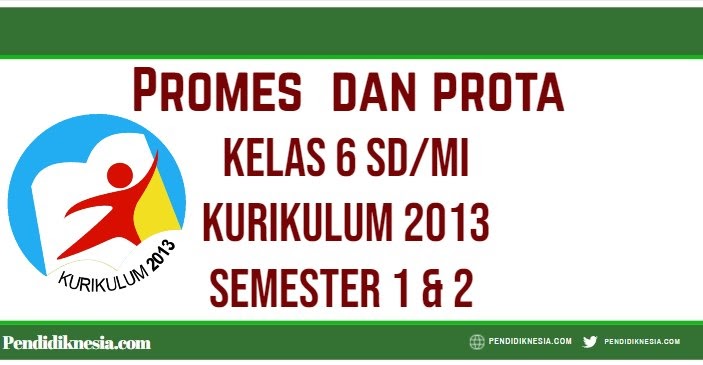 Promes dan prota Kelas 6 SD Kurikulum 2013 Semester 1 &amp; 2
