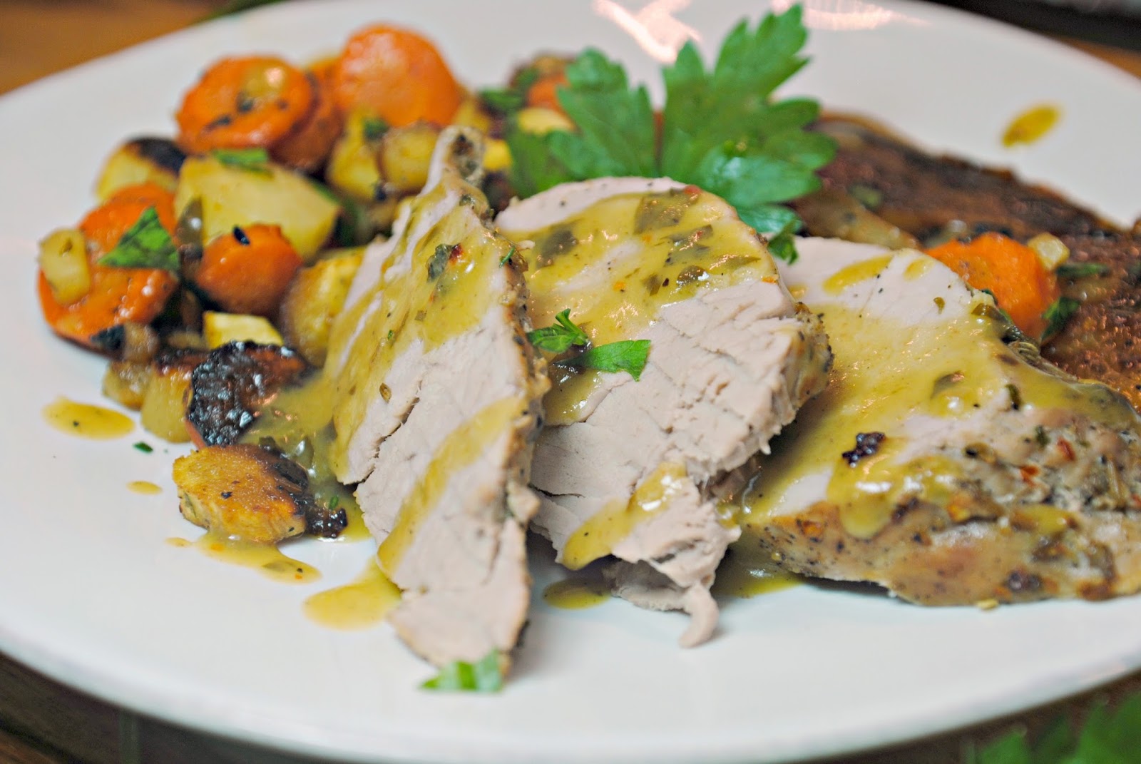 GourmetGents Sweet and Savory (Roast pork, pears, and root vegetables)