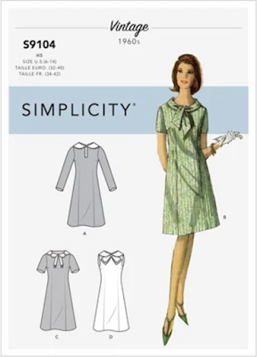 S9104: A Simplicity pattern for a 1960s-style dress with scarf collar