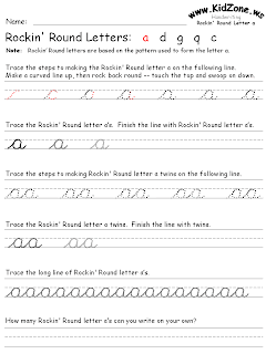 picture of worksheet for letter 'a' from www.kidzone.ws