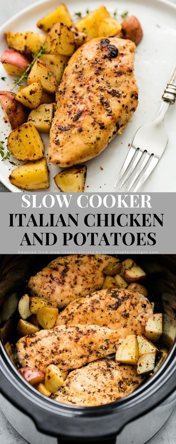 Slow Cooker Italian Chicken and Potatoes - HASANA RECIPES