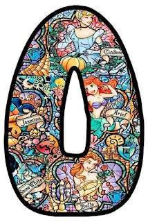 Abecedario con Vitral de las Princesas Disney. Disney Princess in Stained Glass Alphabet.