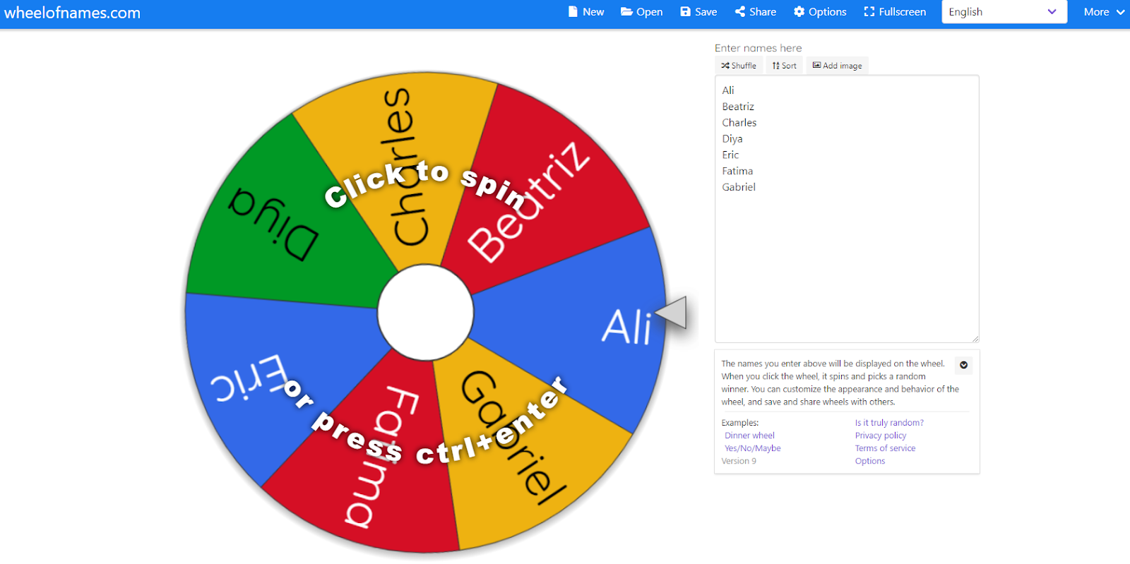 Wheel of names